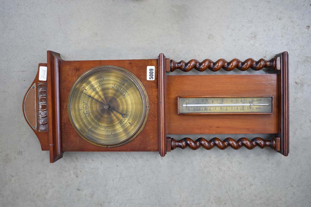 Early 20th century walnut cased barometer