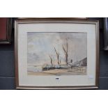 Watercolour of a harbour scene