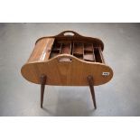 1950's tambour sewing box plus a cane carpet beater