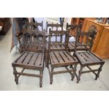 Six Ercol Jacobean style chairs to include two carvers