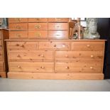Pine chest of three over four drawers