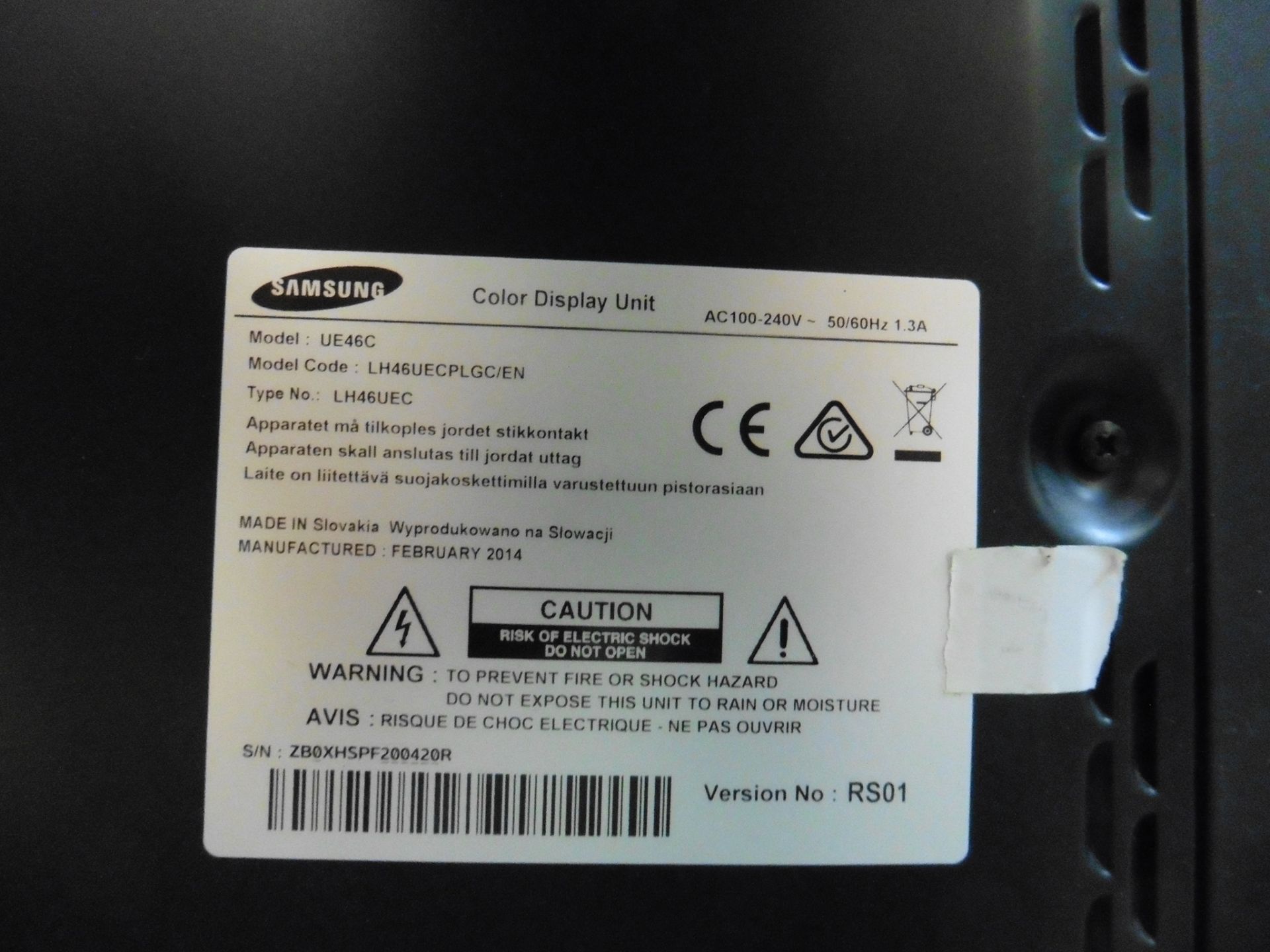 Samsung model UE46C colour display screen with remote (manufactured 2014) - Image 2 of 2