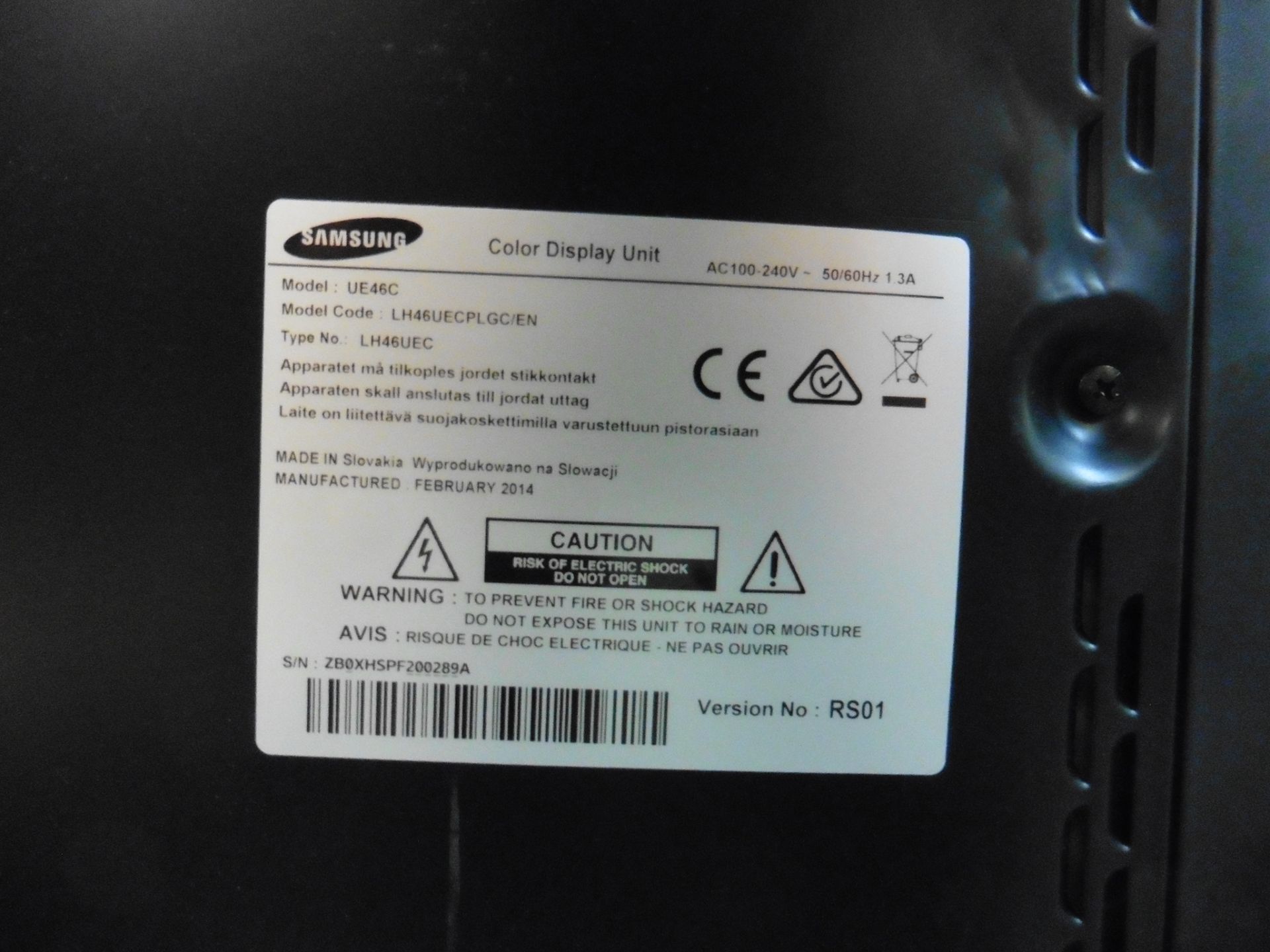 Samsung model UE46C colour screen with tape on screen(manufactured 2014) - Image 2 of 2