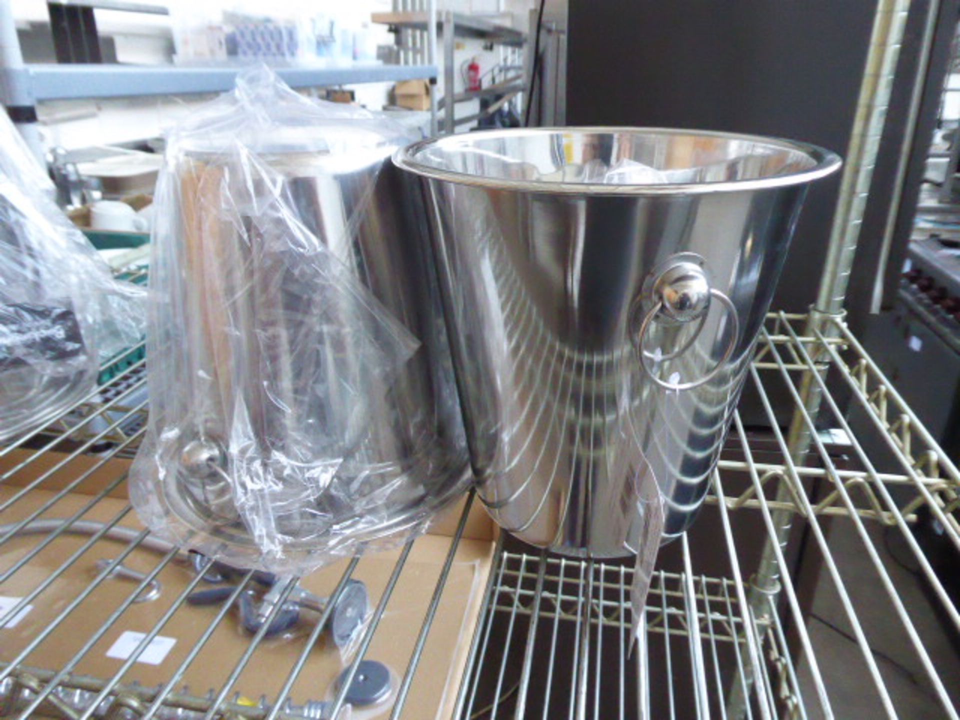 2 Stainless steel champagne wine buckets 21cm diameter