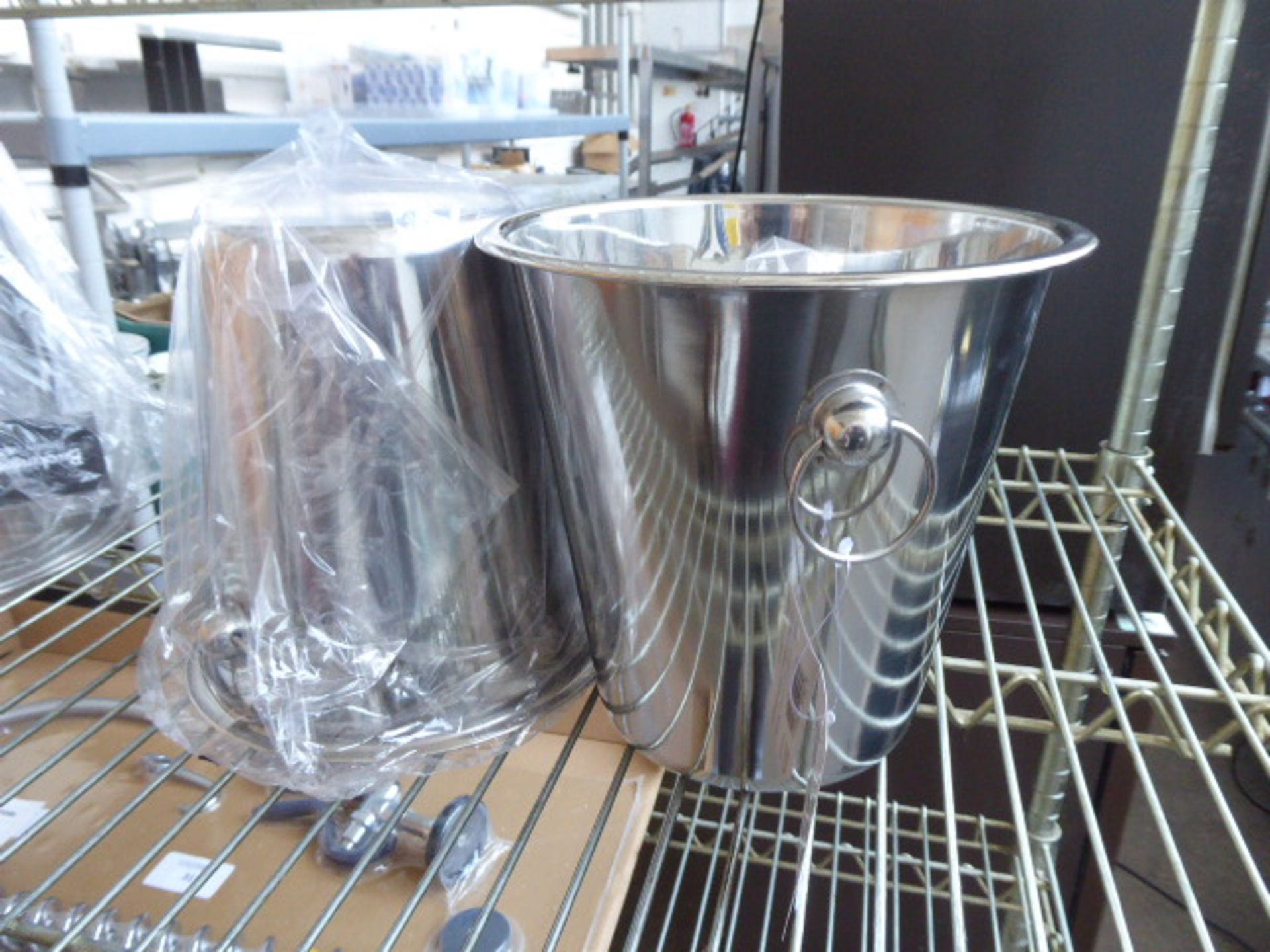 2 Stainless steel champagne wine buckets 21cm diameter