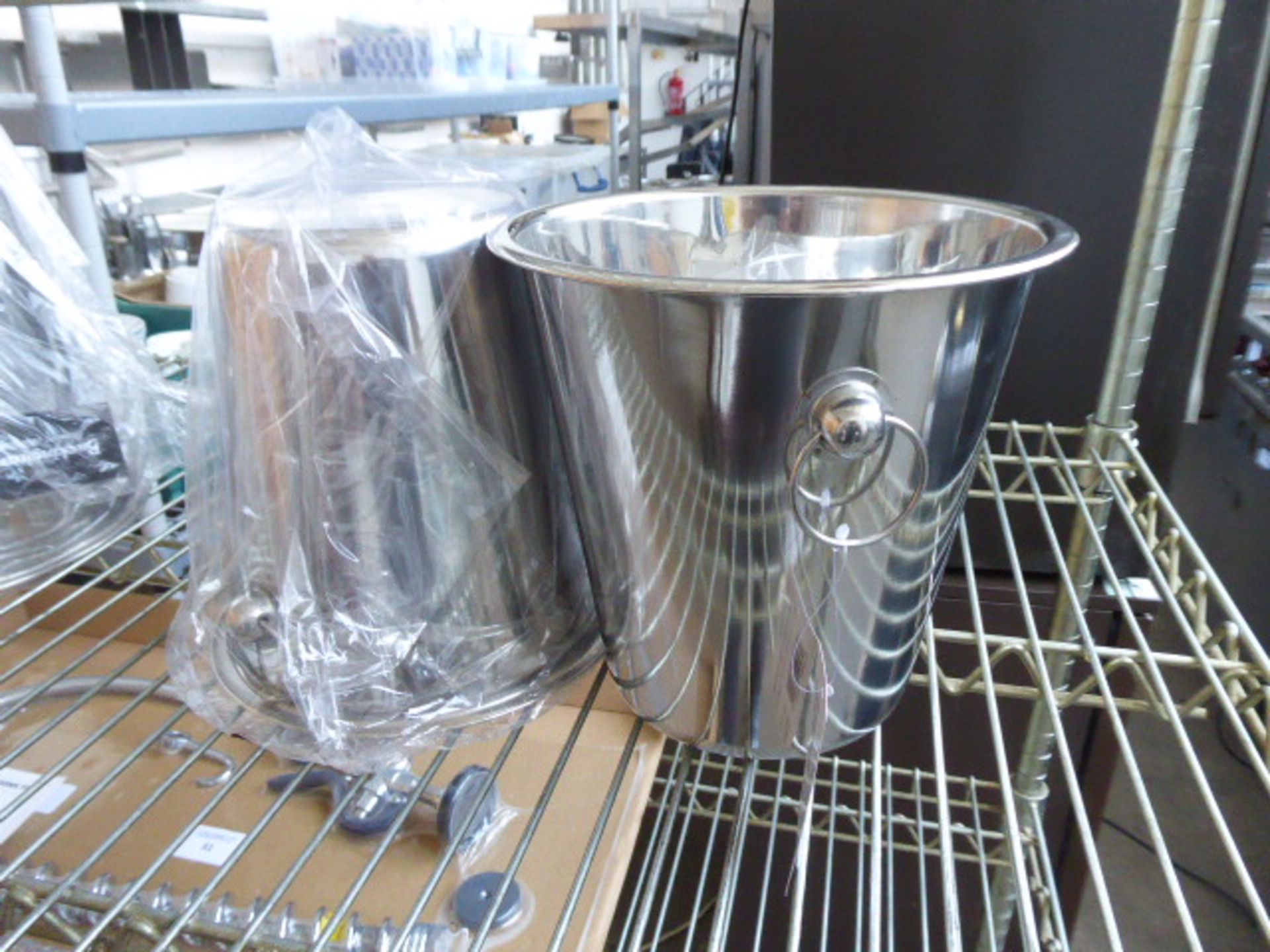 2 Stainless steel champagne wine buckets 21cm diameter