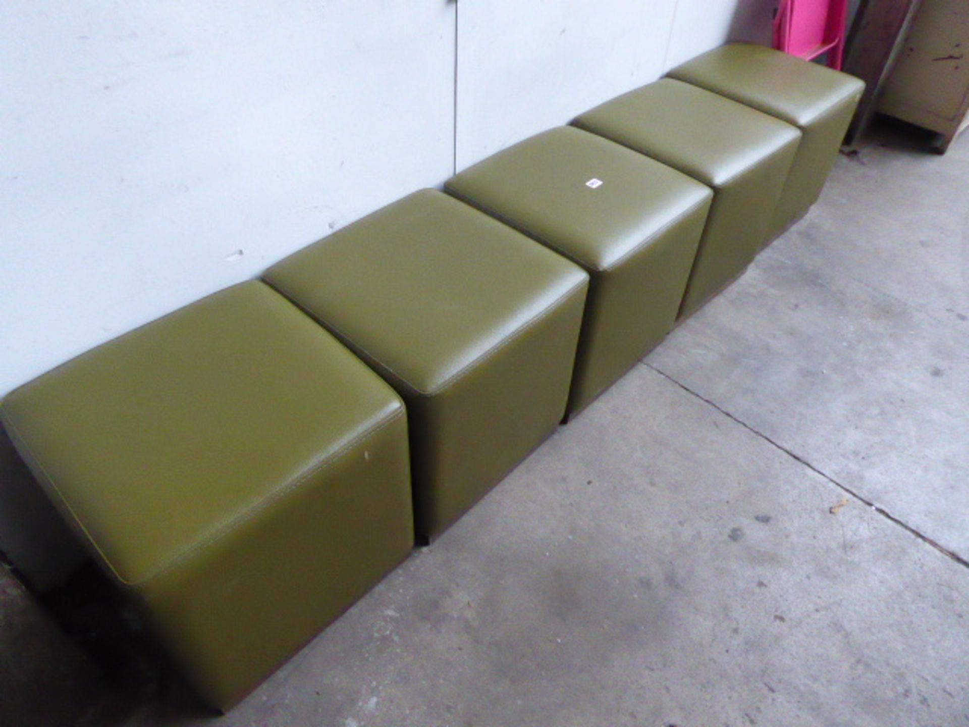 5 green square stools