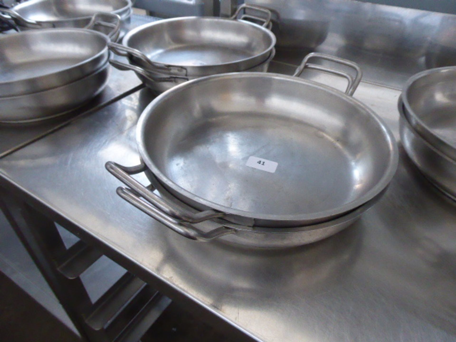 2 30cm Paderno stainless steel heavy bottomed tins