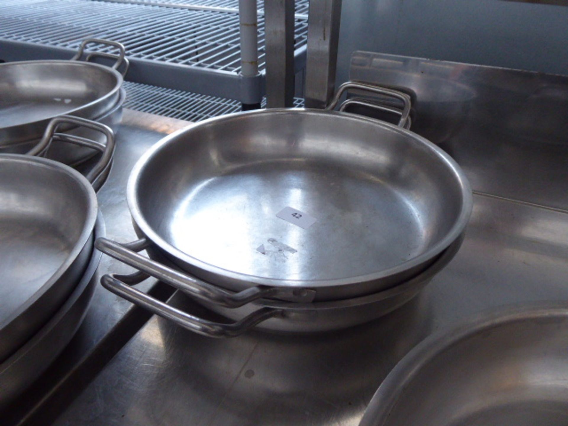 2 30cm Paderno stainless steel heavy bottomed tins