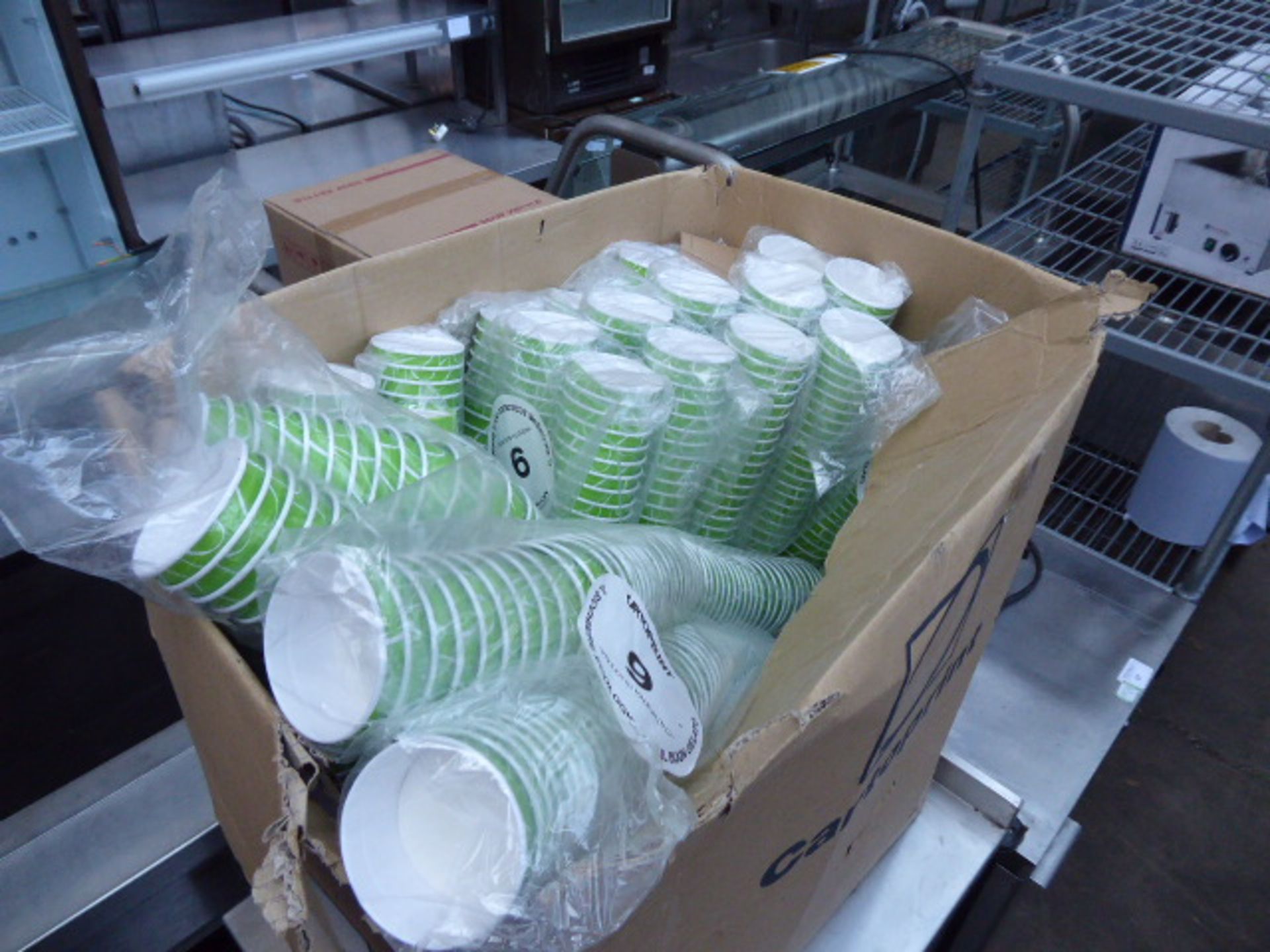 Large box of paper cups