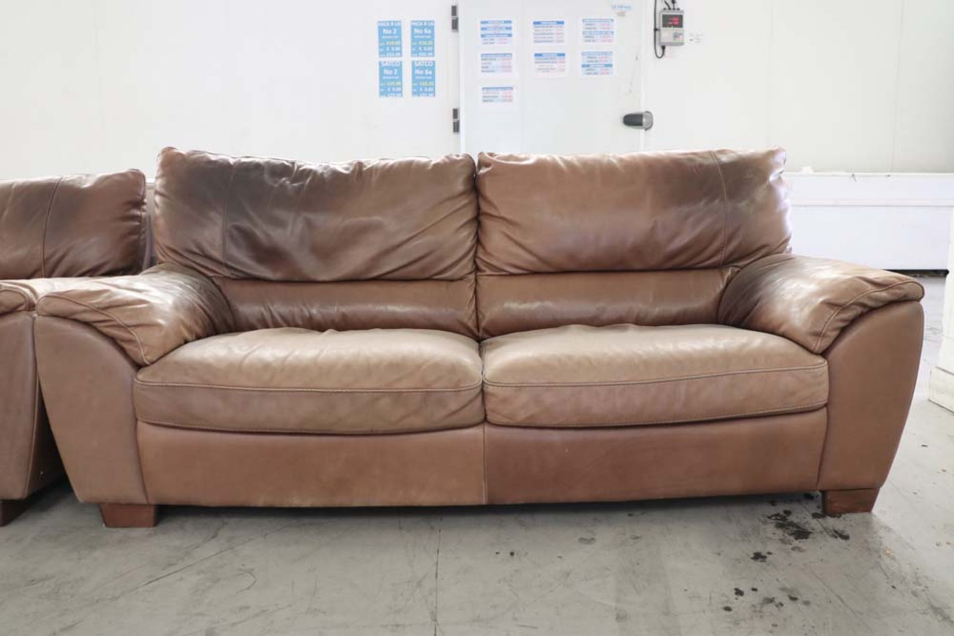 Two 2 seater brown leather sofas - Image 2 of 2