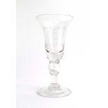 A glass goblet of imposing proportions commemorating the coronation of King George VI and