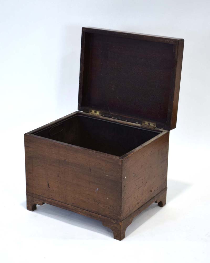 A 19th century mahogany box containing a removable lining, on bracket feet, w. - Image 2 of 2