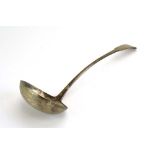 A William IV Scottish silver fiddle pattern ladle, Edinburgh marks indistinct, l.