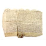 A folded manuscript Indenture relating to Thomas Symonds of 'Eborsholte' in the County of