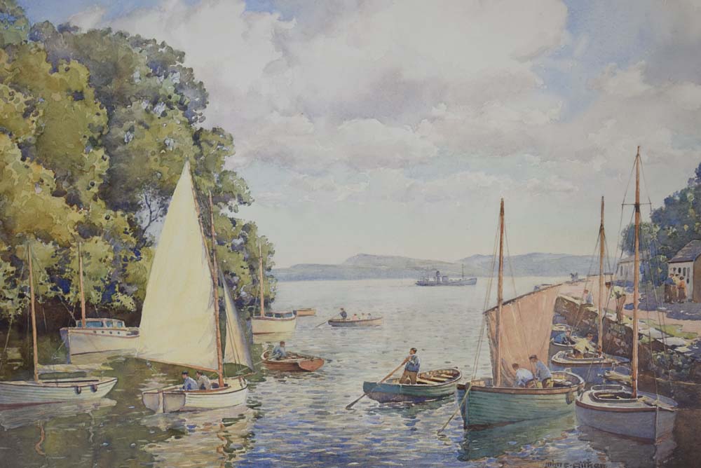 John Ernest Aitken, RSW, ARWA (1881-1957), 'Cramond', signed, watercolour, 34 x 49. - Image 2 of 4