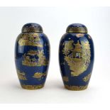 A pair of Carltonware covered vases of ovoid form,