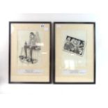 Oliver Preston : Two original tinted monochrome water colour illustrations ( Mounted,