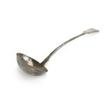 A William IV Scottish silver fiddle pattern ladle, makers mark indistinct, Edinburgh 1837, l.