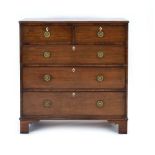 A 19th century mahogany chest of two short over three long graduated drawers, on bracket feet, w.