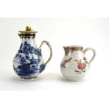 A 19th century Cantonese cream jug with beak spout and globular body,