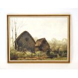 Pamela Derry (1932-2002), An autumnal study of two barns, signed, oil on artists board, 44.5 x 59.