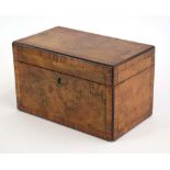 A 19th century walnut and rosewood crossbanded tea caddy of rectangular form, w.