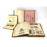 A 19th century scrapbook containing various engravings and images,