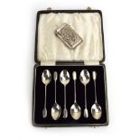 A cased set of six silver fiddle pattern coffee spoons, Arthur Price & Co. Ltd.