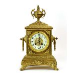 A late 19th century mantel clock, the Grimshaw & Baxter and Elliott movement striking on a bell,