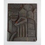 A Fonderie et Ateliers de Mersch (FAM) cast iron plaque relief decorated with the city,