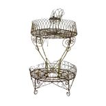 A wirework two-tier garden stand, h.