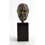 A late 20th century miniature silver bust modelled as Sir Winton Churchill, maker CK Ltd,