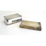 Two silver plated engine turned cigarette boxes of Art Deco design, max w. 18.