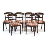 A set of six 19th century rosewood and brass inlaid dining chairs with drop-in seats and turned