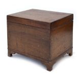 A 19th century mahogany box containing a removable lining, on bracket feet, w.