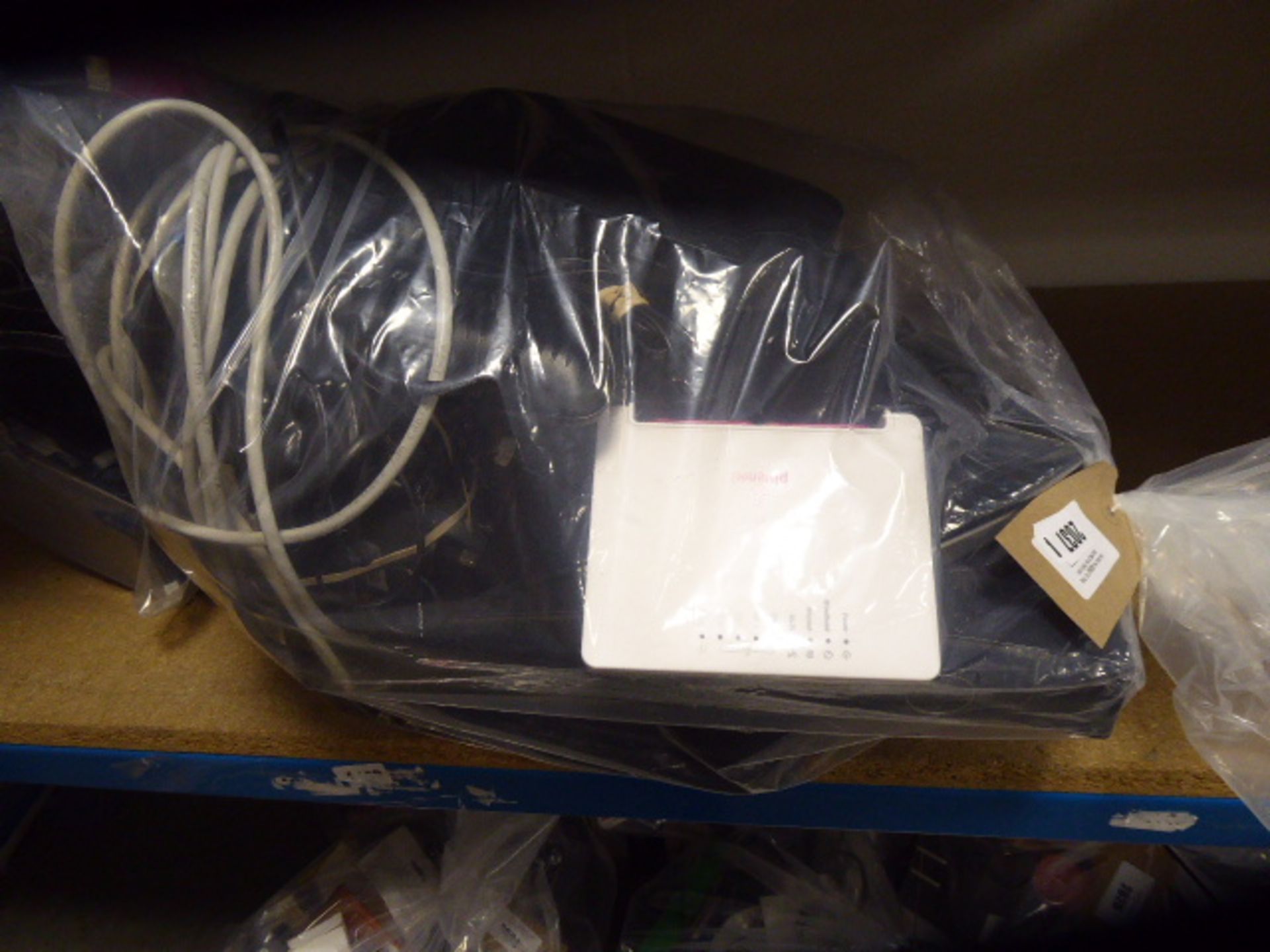 2694 Bag containing You View TV box, Virgin Media routers, Plusnet adaptors, Sky Boxes etc