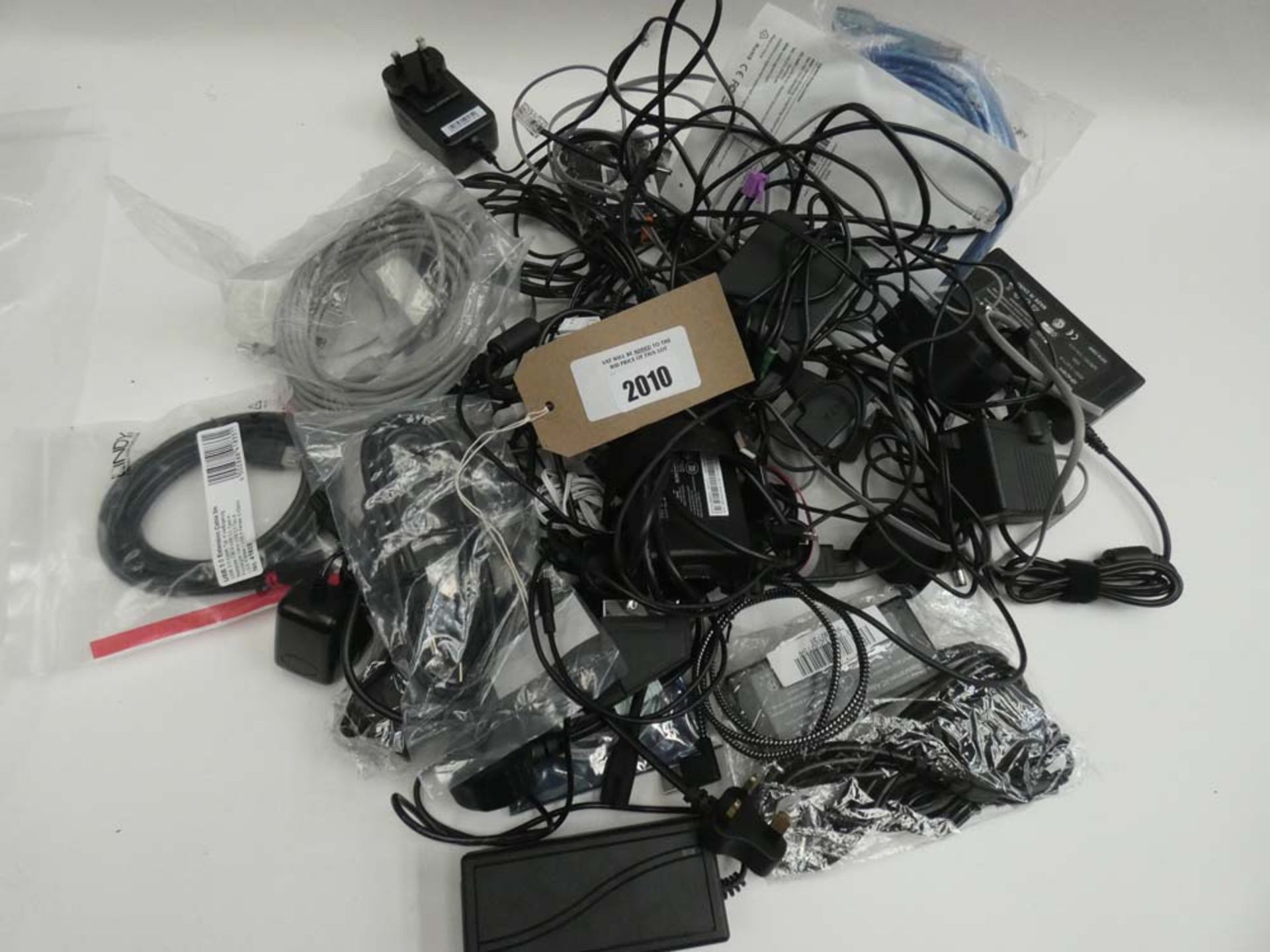 Bag containing mostly leads, cables and PSUs
