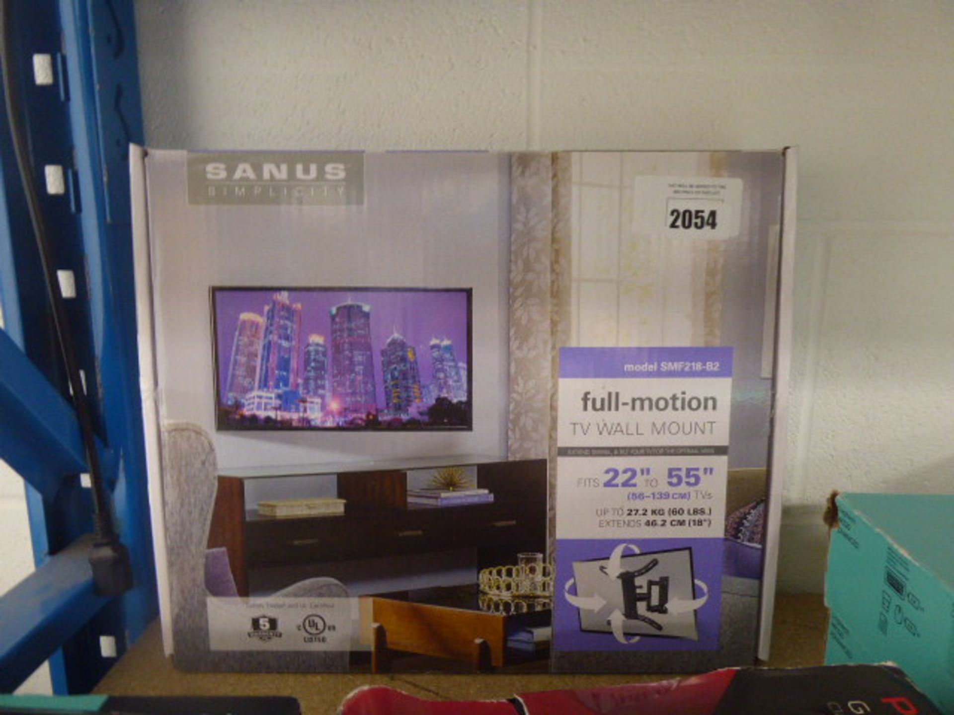 Sanus Simplicity full motion TV wall mount in box for up to 55'' TV's