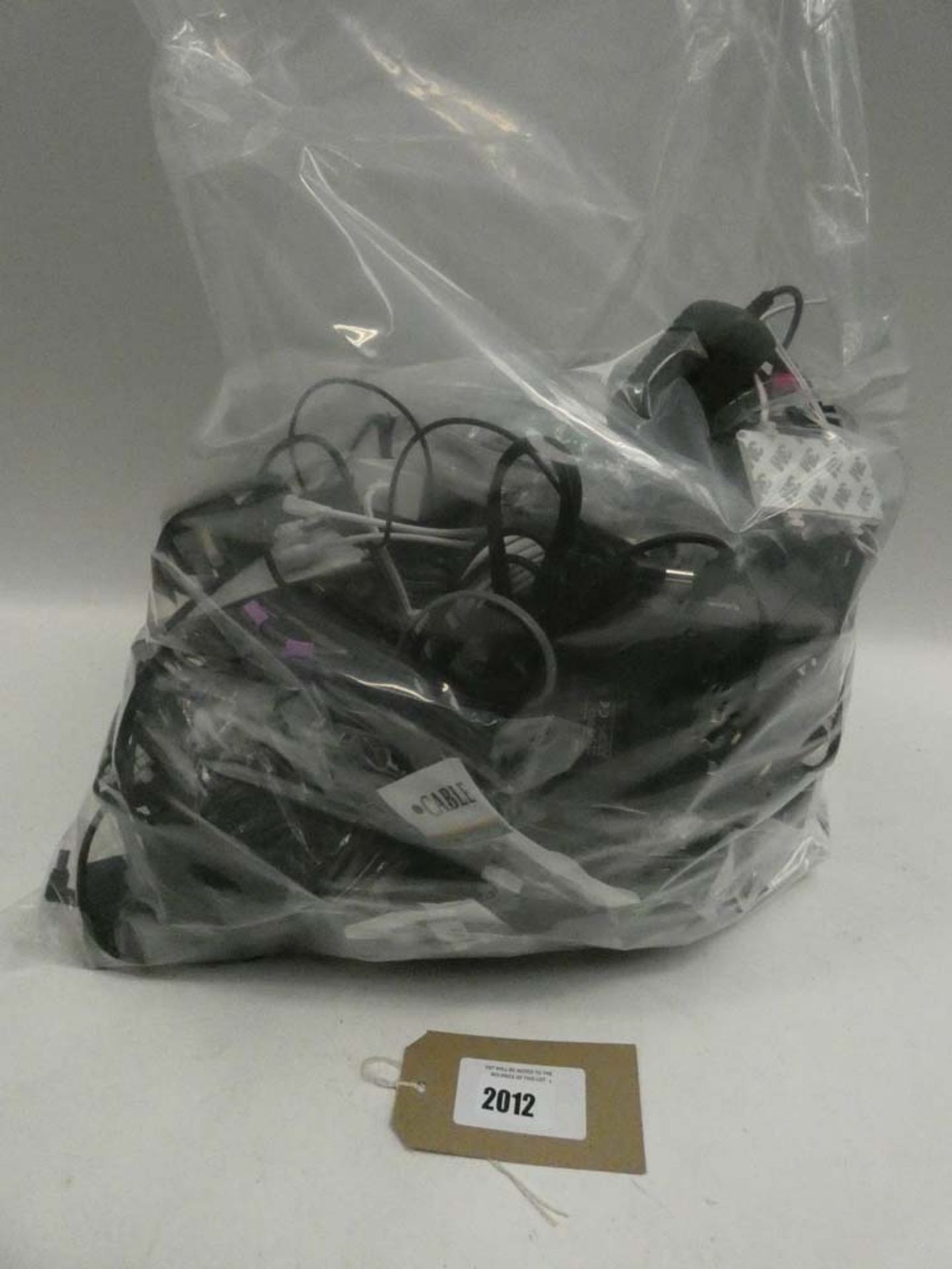 Bag containing quantity of various cables, leads and PSUs