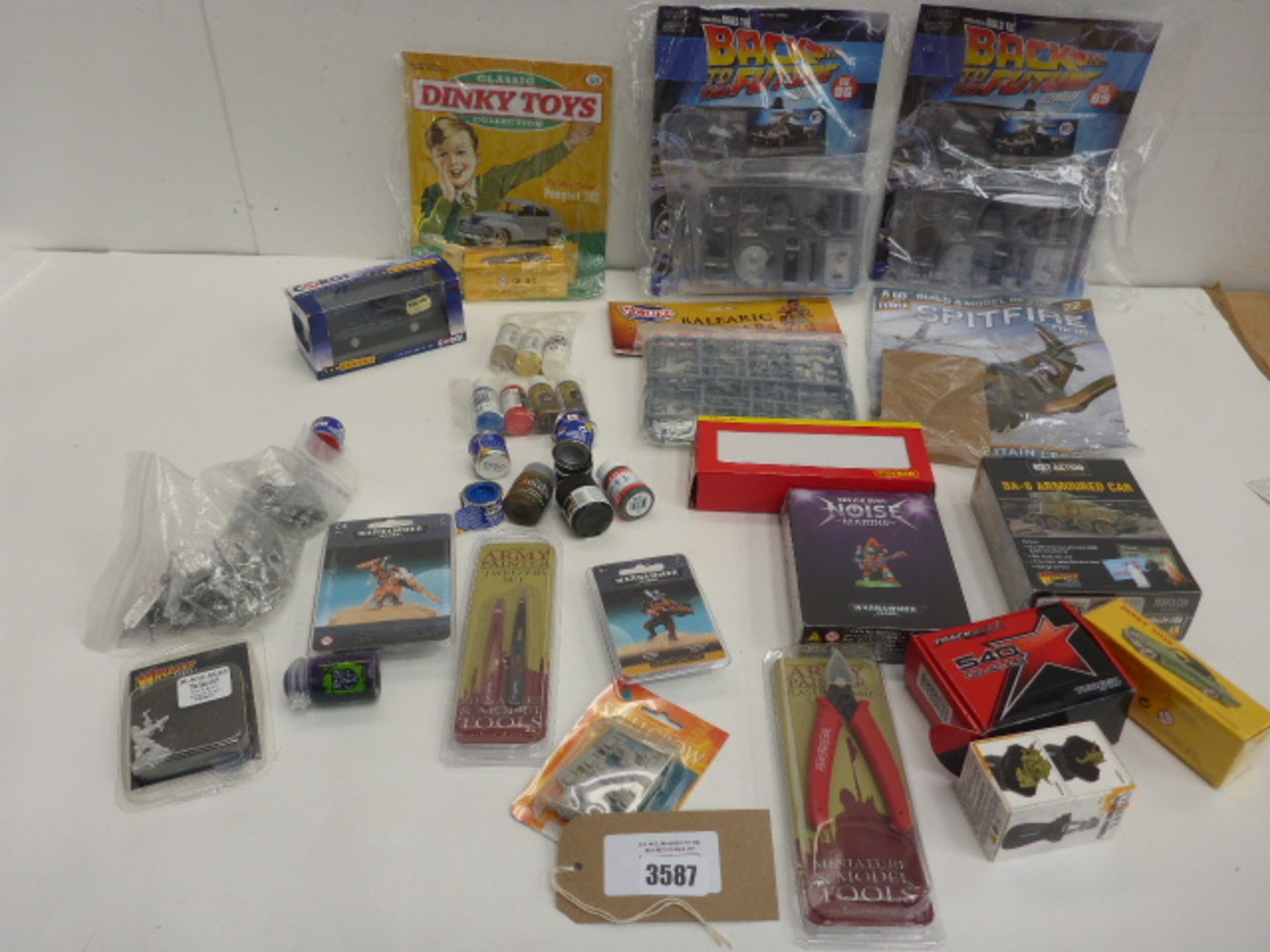 Warhammer and other model kits, figures and paints, Corgi model cars, Back to the Future