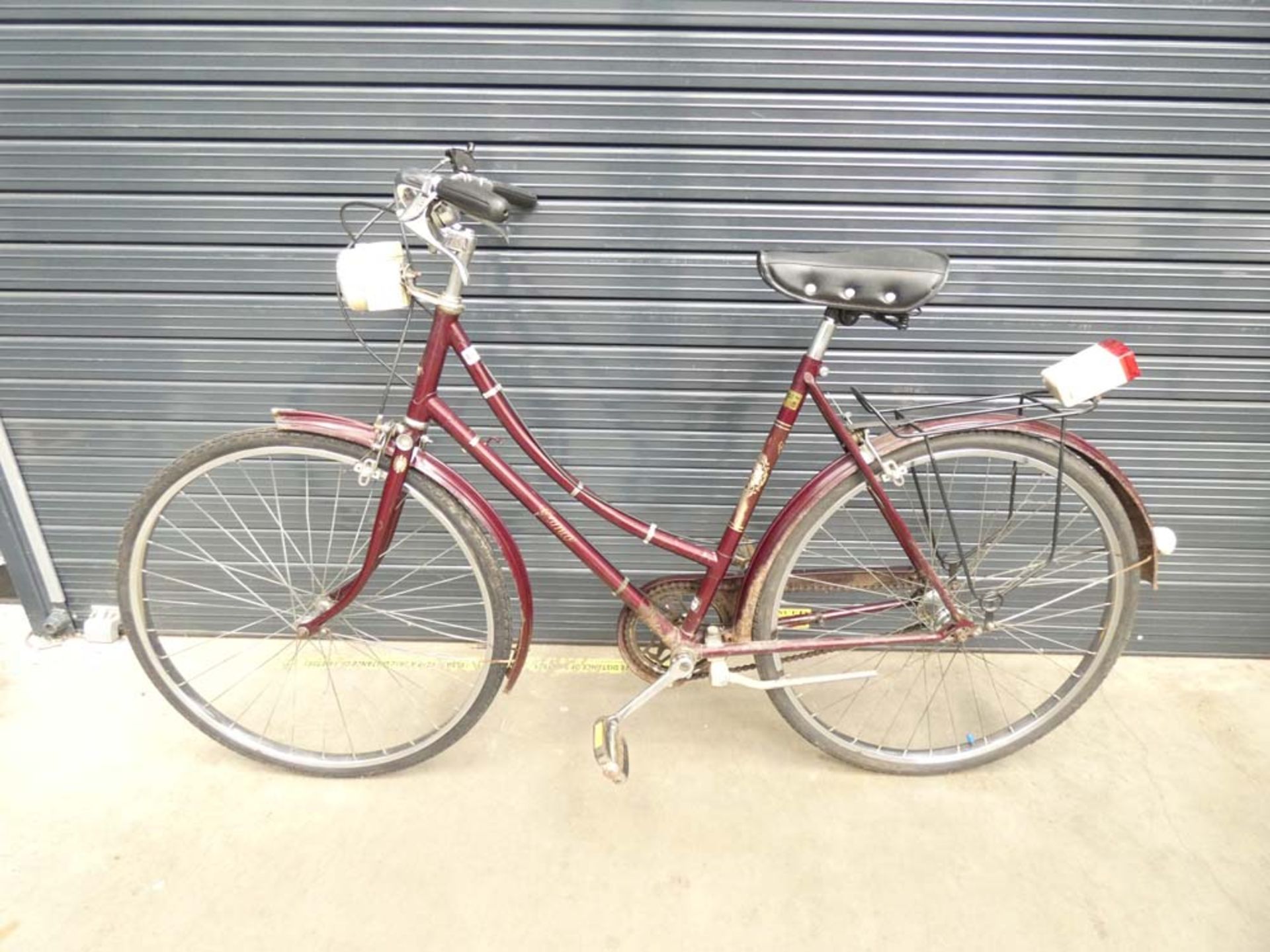 Burgundy ladies bike