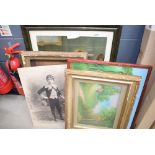 Collection of picture frames, prints, mirrors etc