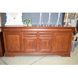 Large contemporary mahogany sideboard having 4 doors and drawers