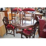 Circular dining table with 4 shieldback chairs