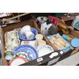 2 boxes of china wares, children's puzzles etc