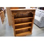 Pine open bookcase with acorn decoration to the top