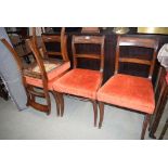 (2036RR) 10 - A set of four 19th century mahogany bar back dining chairs with upholstered seats