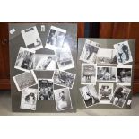 Collection of humorous framed photographs to include boxer dog, someone smashing an alarm clock, etc