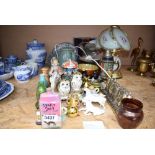 Quantity of chinawares, table lamp, brassware of the Last Supper etc